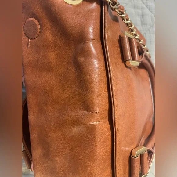 Ivanka Trump Brown Leather Purse with chain - Picture 5 of 7